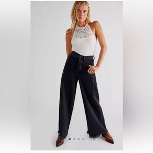 Free People Old West Slouchy Jeans We The Free Wide Leg Jeans Frayed Cuffs